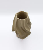 Contemporary 3D printed vase with layered texture and modern beige finish
